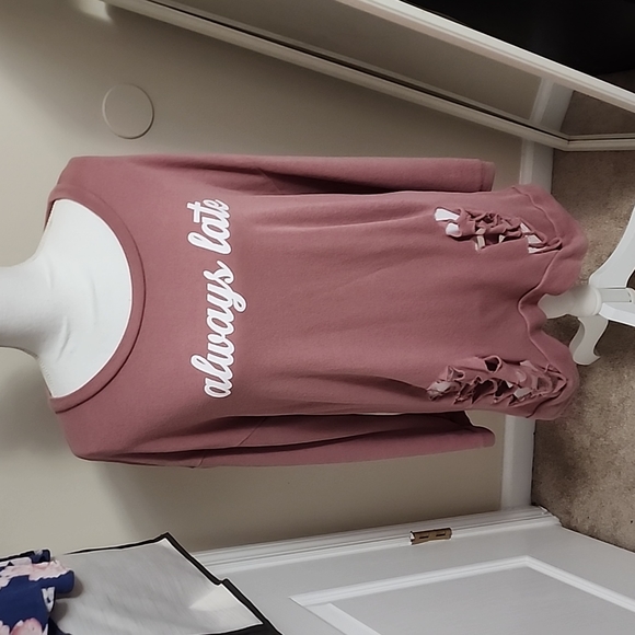 Jordann Tops - Distressed Always Late Top